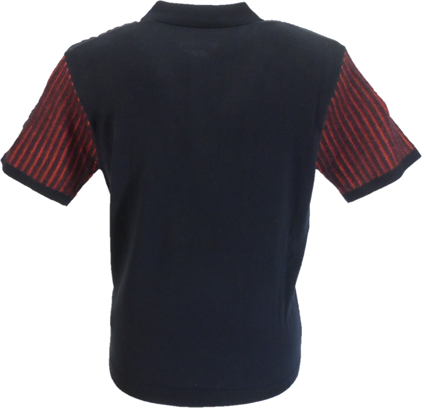 Gabicci Vintage marineblau/rot gestreiftes gestricktes Poloshirt für Herren