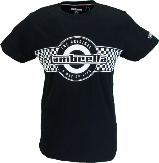 Lambretta Mens Black Checkerboard Logo T Shirt