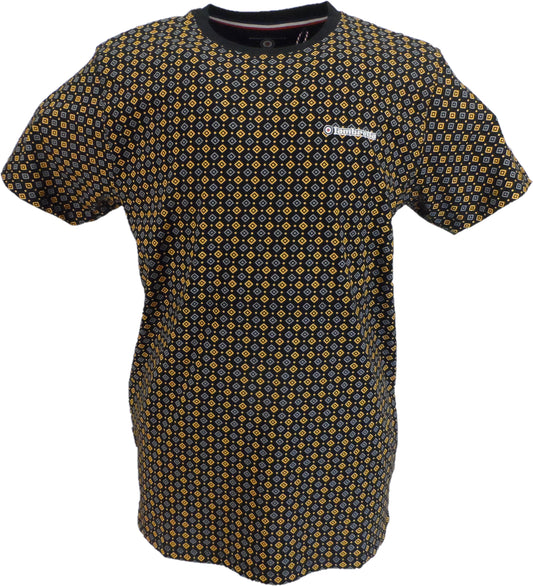 Lambretta Mens Black All Over Geometric Print T-Shirt