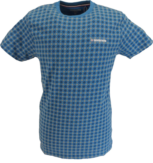 Lambretta Mens Vallarta Blue All Over Geometric Print T-Shirt