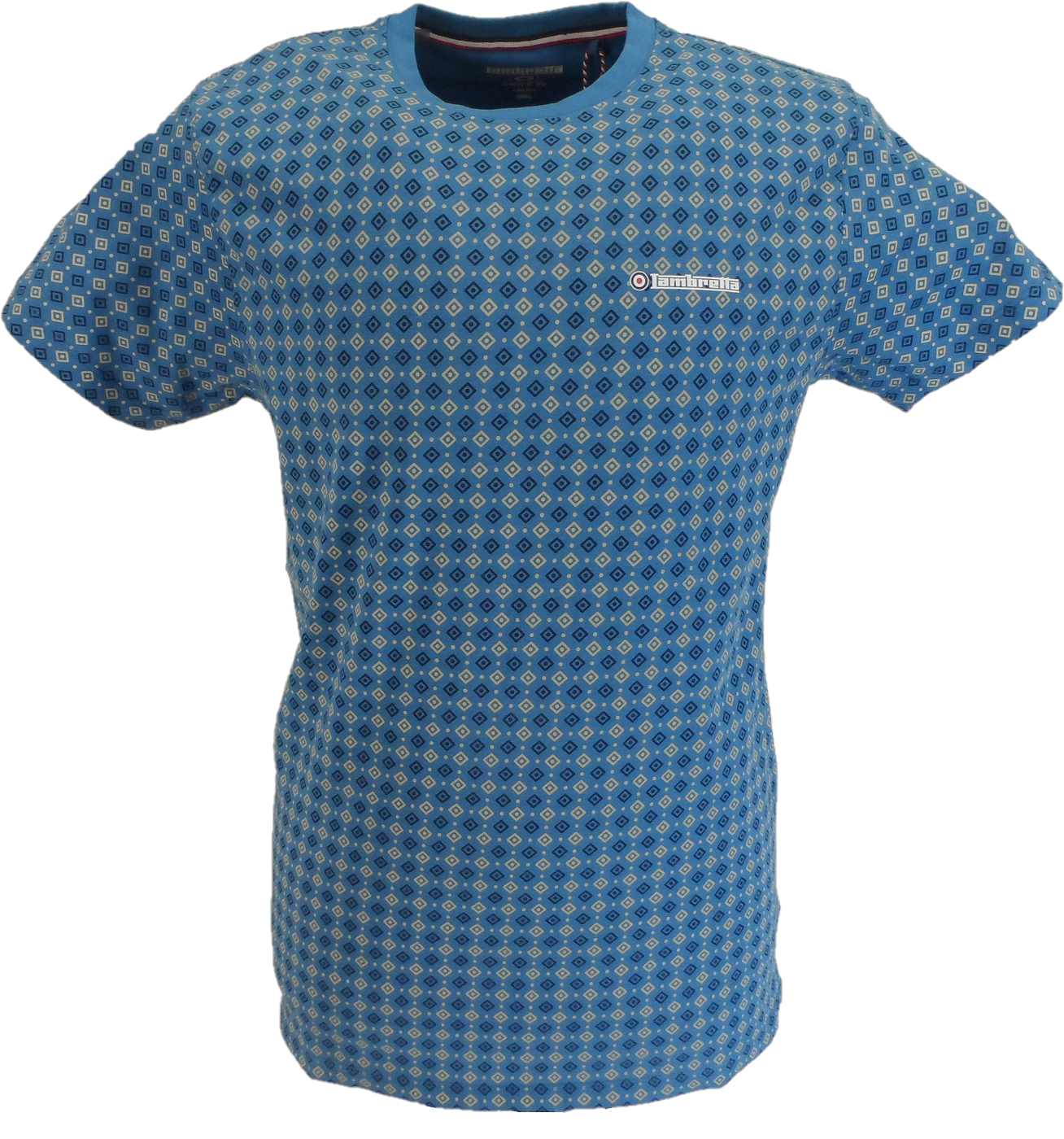 Lambretta Herren-T-Shirt mit durchgehendem geometrischem Print in Vallarta-Blau