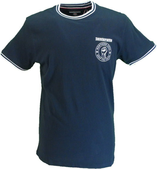 Lambretta Mens Navy Blue Keep the Faith Tipped Ringer T Shirt