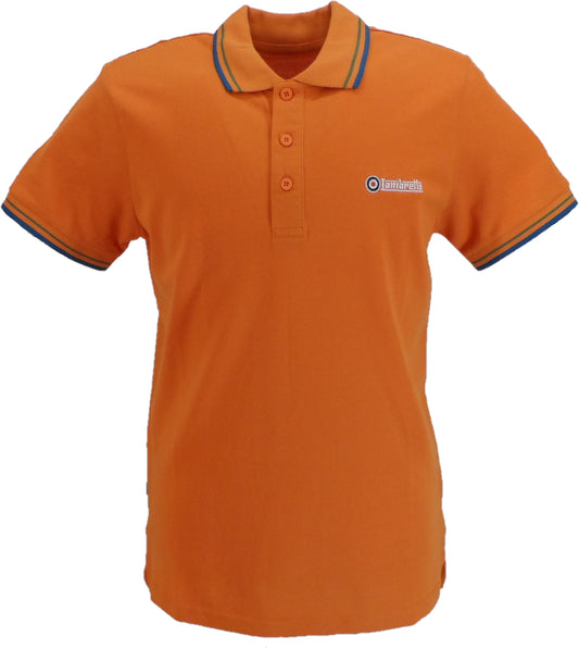 Lambretta Men`s Orange Tipped 100% Cotton Polo Shirts