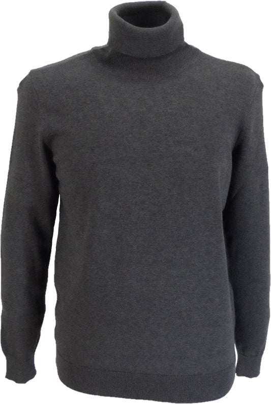 Relco Mens Anthracite Grey Fine Gauge Roll Neck Jumper