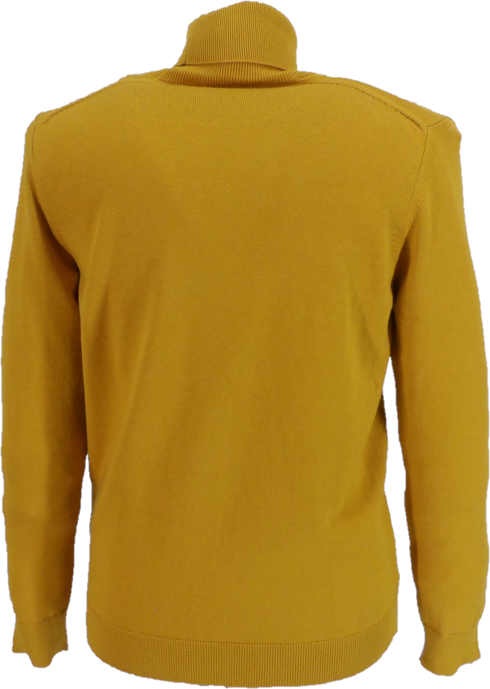 Relco pull col roulé jaune moutarde pour homme en jauge fine