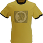 Trojan Mens Mustard Yellow Artist logo 100% Cotton Ringer T-Shirt