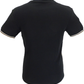 Trojan Mens Black Birdseye Jacquard Panel T Shirt