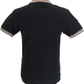 Trojan Mens Black Gingham Check Trim Pique  Polo Shirt