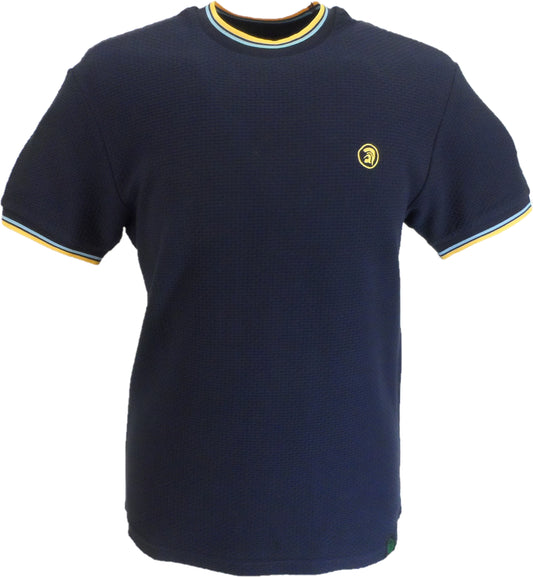 Trojan herre marineblå tekstureret T-shirt med dobbelt tip