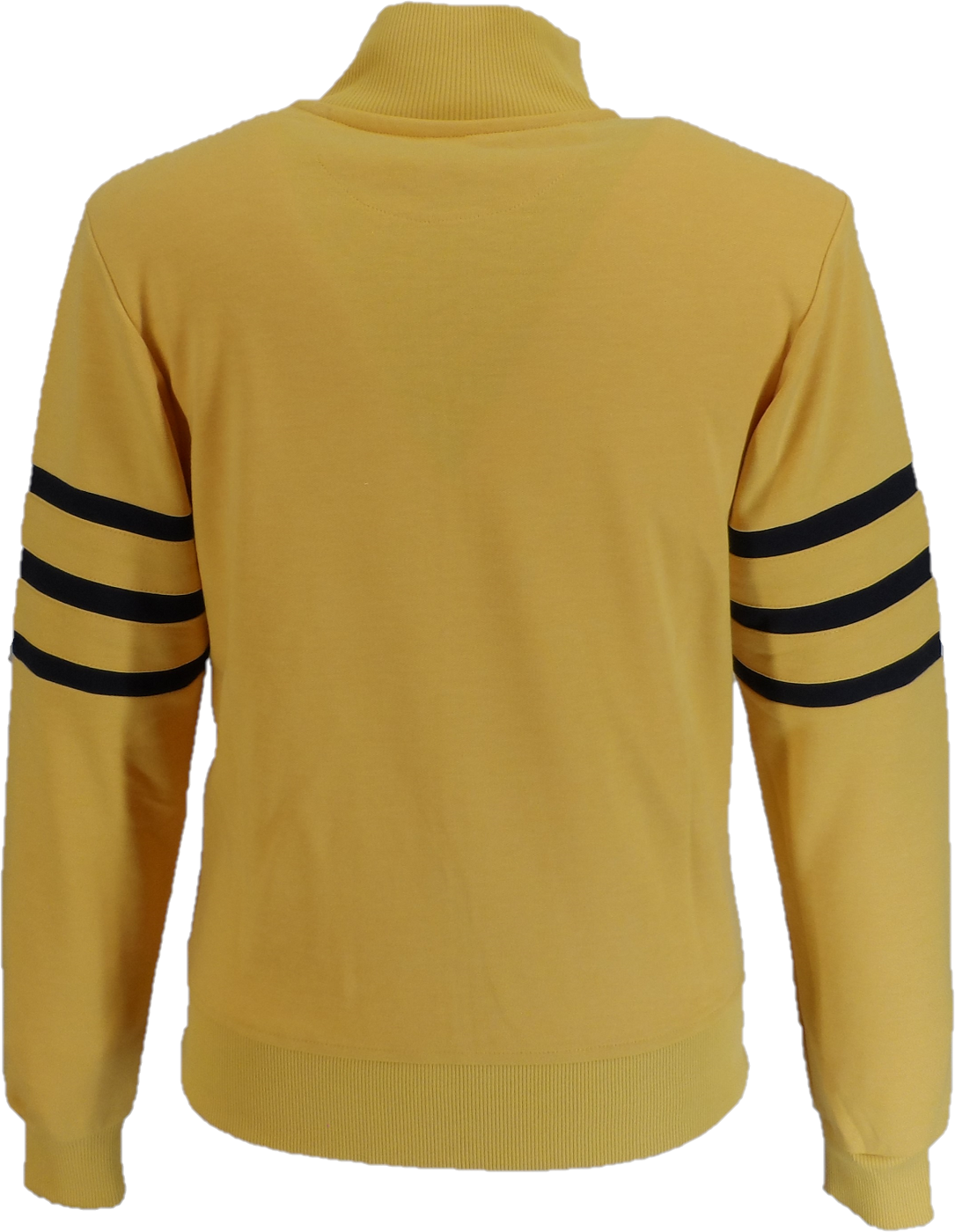 Trojan camisetas de chándal retro con mangas a rayas en amarillo mostaza para hombre