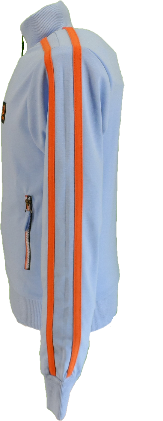 Trojan Mens Powder Blue Twin-Stripe Contrast Zip Retro Track Tops