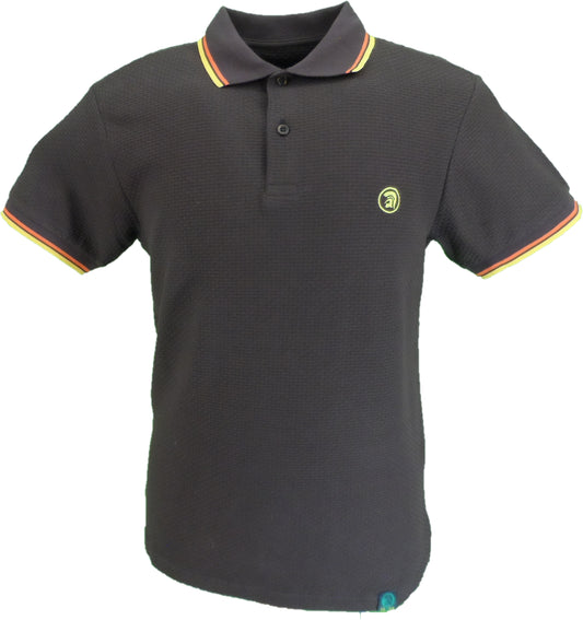Trojan Mens Chocolate Brown Textured Twin Tipped Polo Shirt