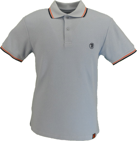 Trojan Mens Powder Blue Textured Twin Tipped Polo Shirt