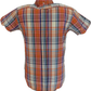 Relco Mens Burnt Orange Check Short Limited Edition Sleeved Button Down Shirts