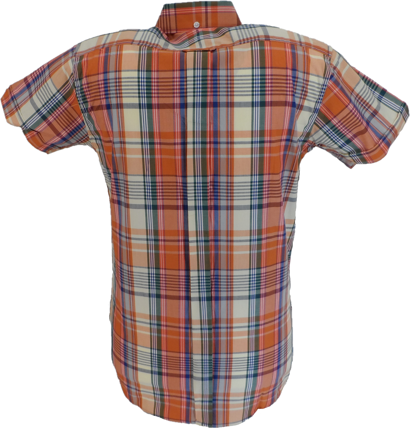 Relco Mens Burnt Orange Check Short Limited Edition Sleeved Button Down Shirts
