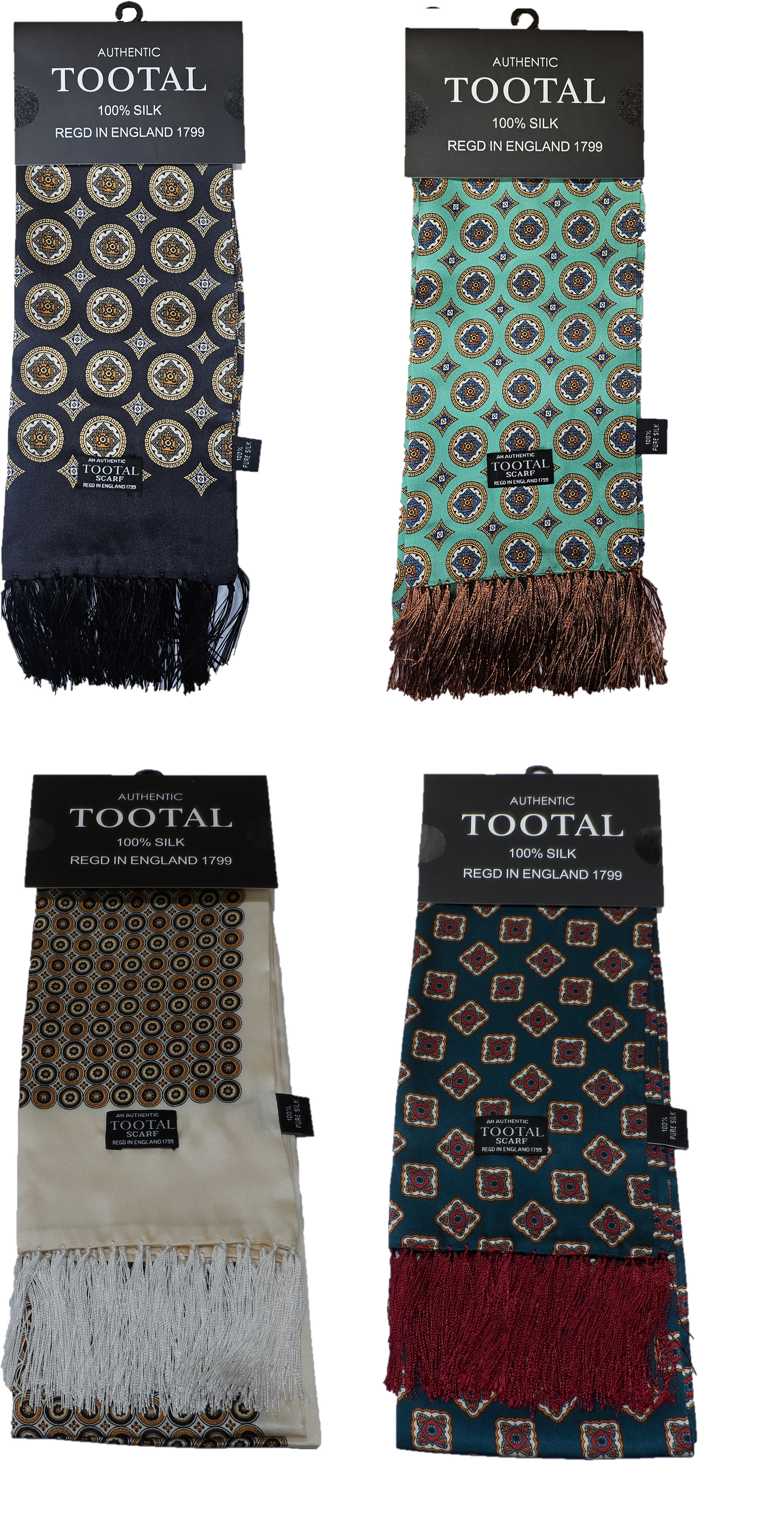 Tootal Mens Retro Geo Print 100% Silk Scarves
