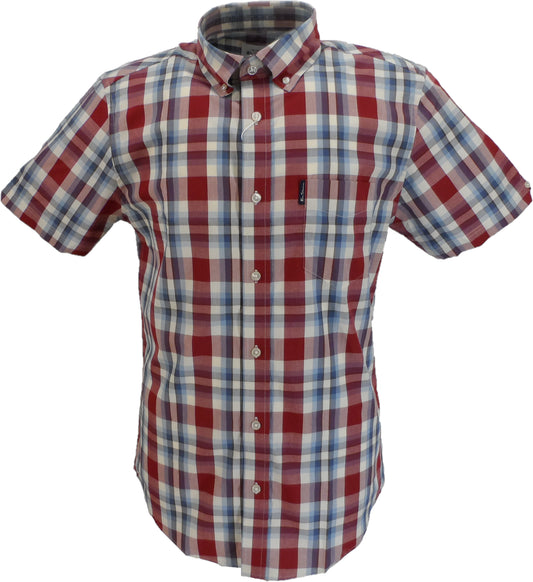 Ben Sherman Mens Bordeaux Check Short Sleeved Shirt