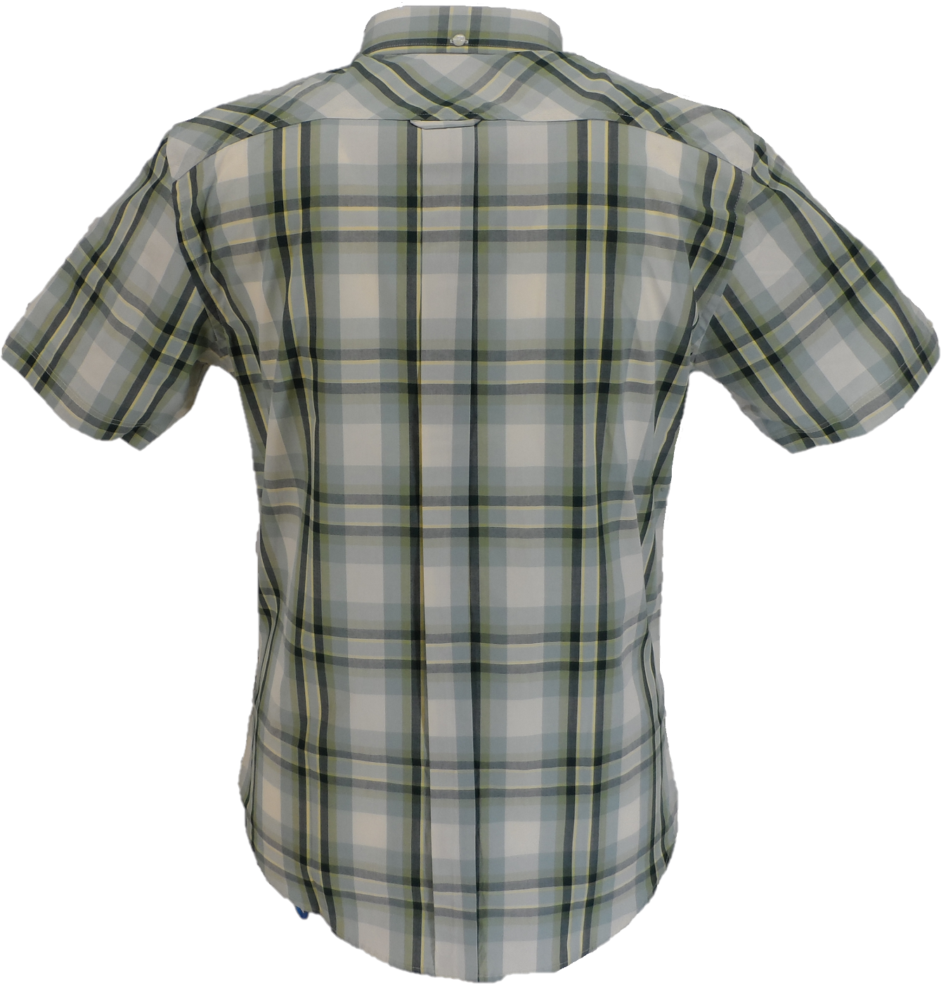 Plaid short-sleeve shirt on a white background