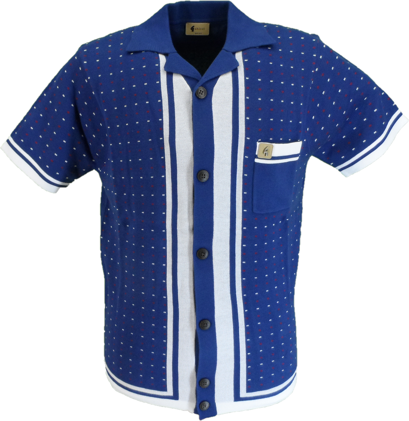 Gabicci Mens Delft Blue Reilly Short Sleeve Cardigan