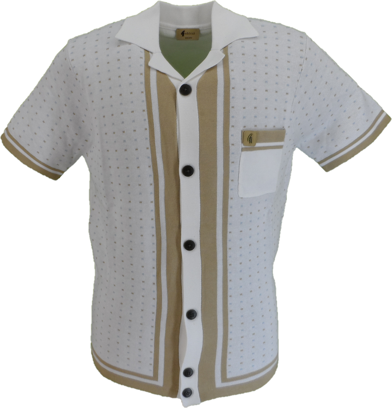 Gabicci Mens White Reilly Short Sleeve Cardigan