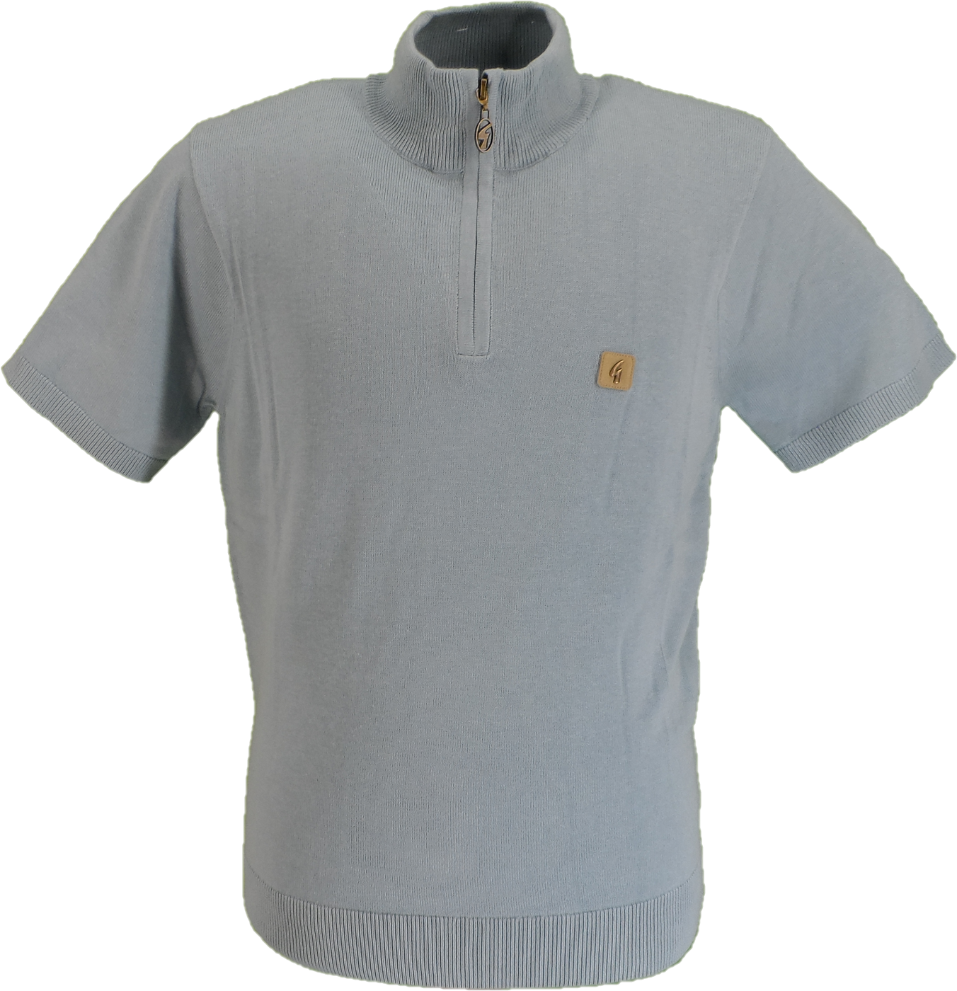 Gabicci Mens Mint Blue Lasso Quarter Zip Up Retro Turtle Neck Jumper