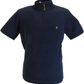 Navy blue short-sleeve shirt with a small logo on a white background