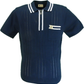 Gabicci Mens Navy Blue Johnson Quarter Zip Retro Polo