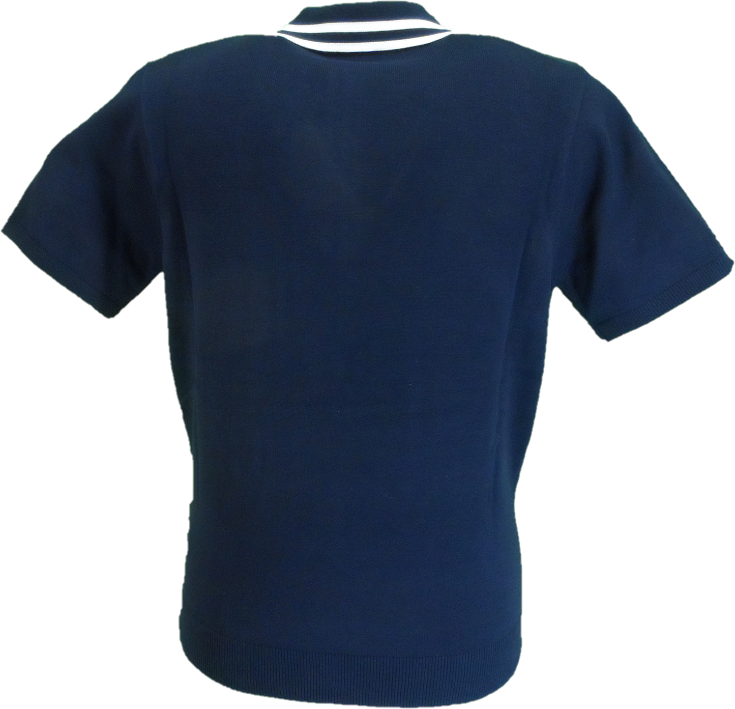 Gabicci Mens Navy Blue Johnson Quarter Zip Retro Polo