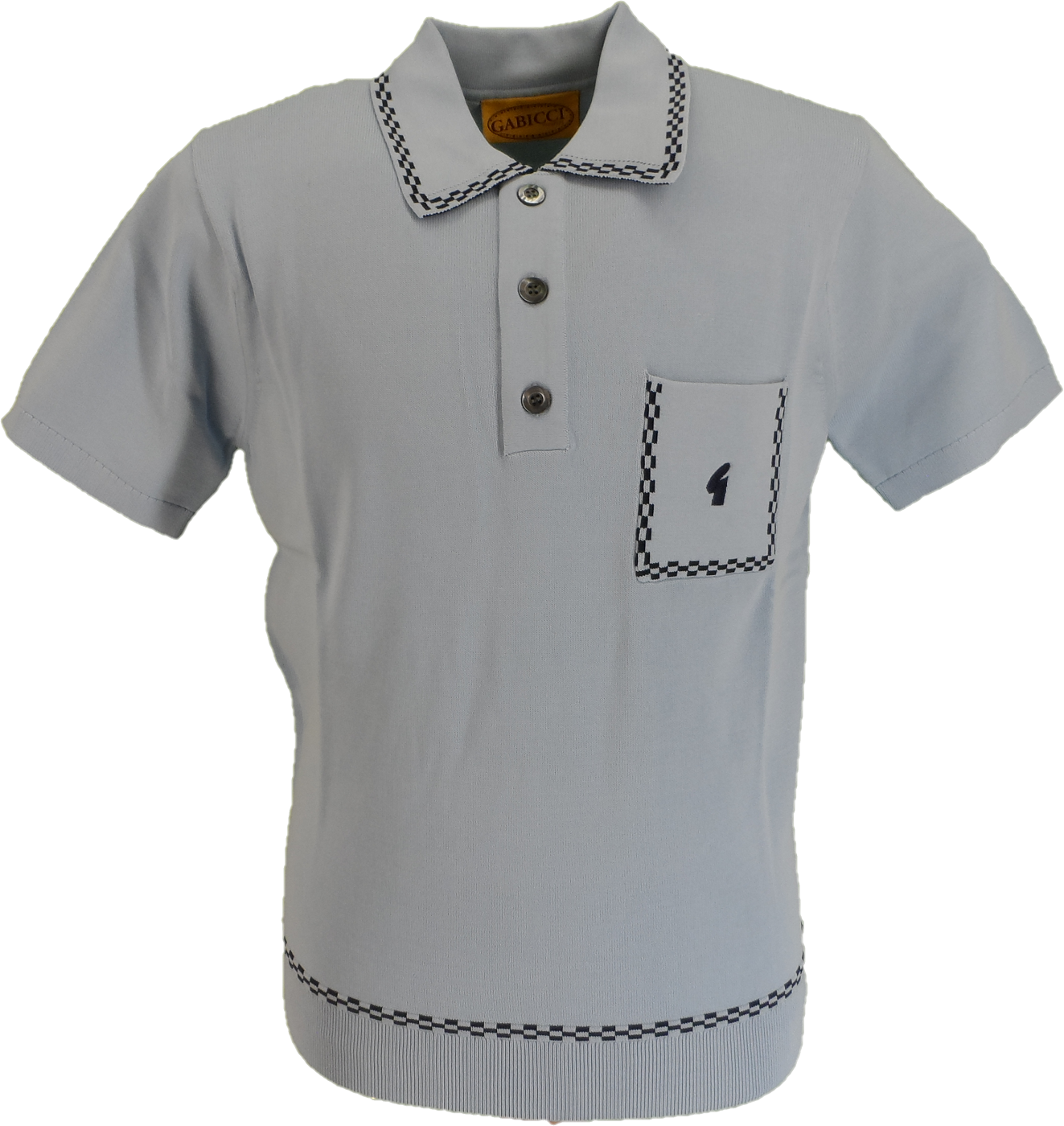 Gabicci Mens Surf Blue Storm Archive Alexander Knitted Polo Shirt