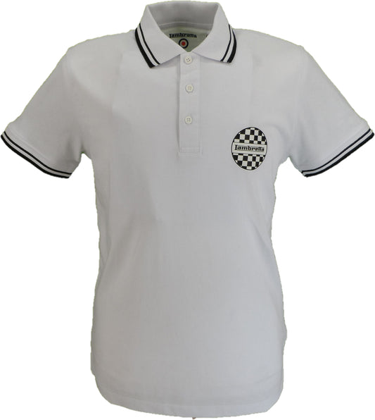Lambretta White & Black Retro Two Tone Badge Polo Shirts