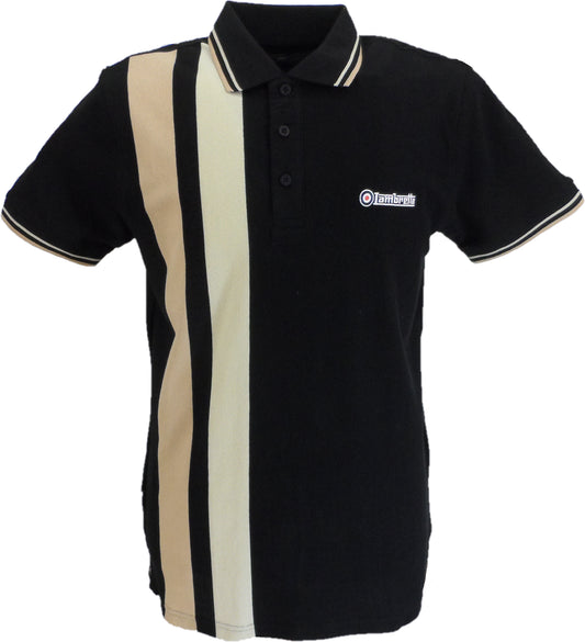 Lambretta Black/Beige Retro Vertical Stripe Polo Shirts