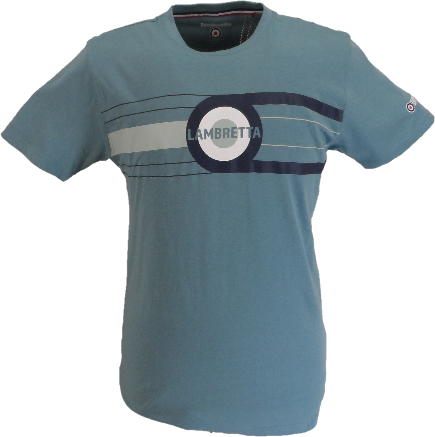 Lambretta Mens Smoke Blue Retro Target Ringer T-Shirt