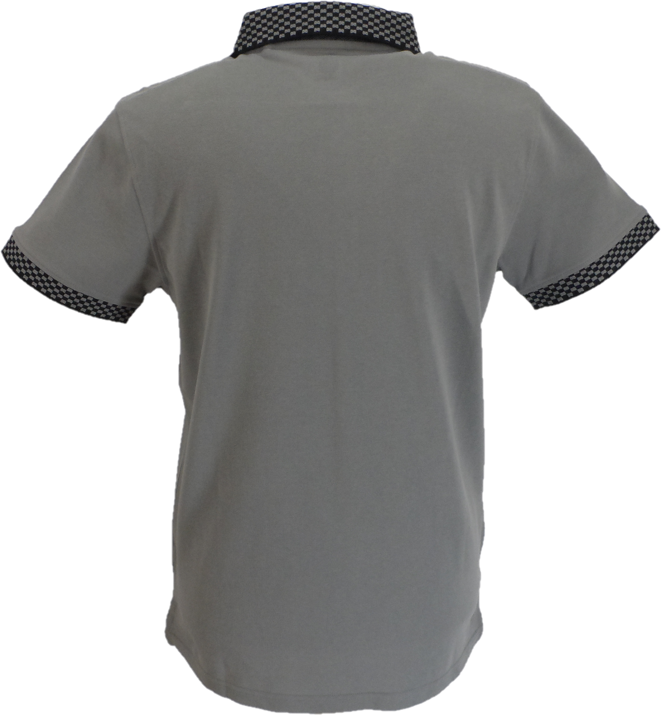 Lambretta Mens Steel Grey Checkerboard Collar Polo Shirts
