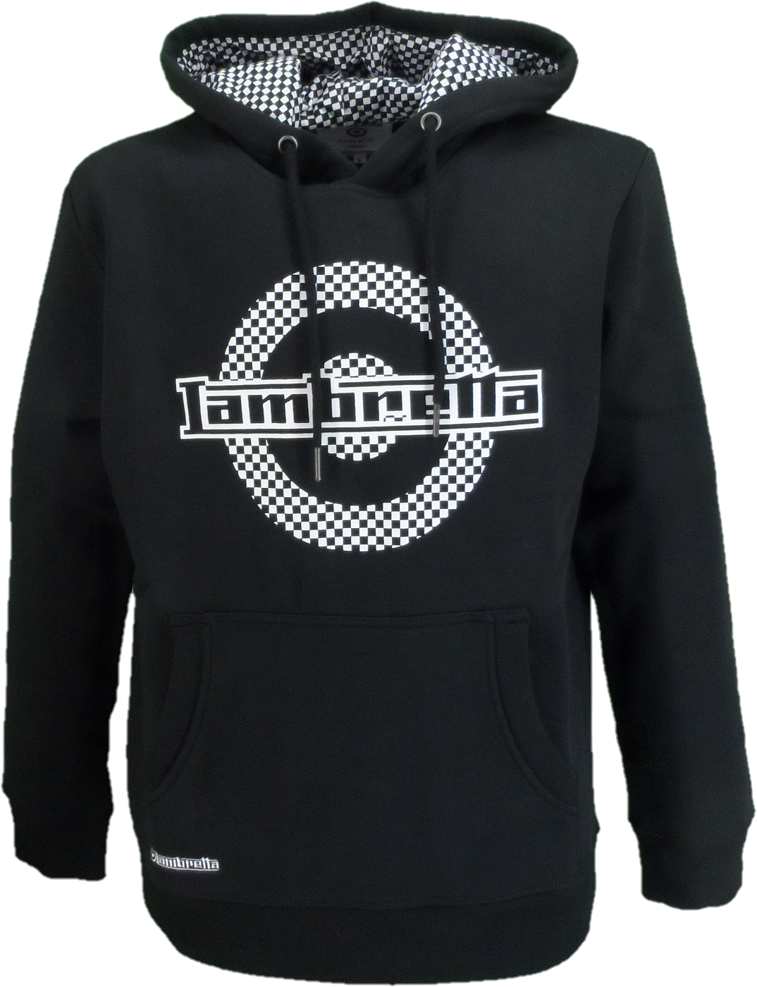 Lambretta Mens Black Check Target Hooded Top