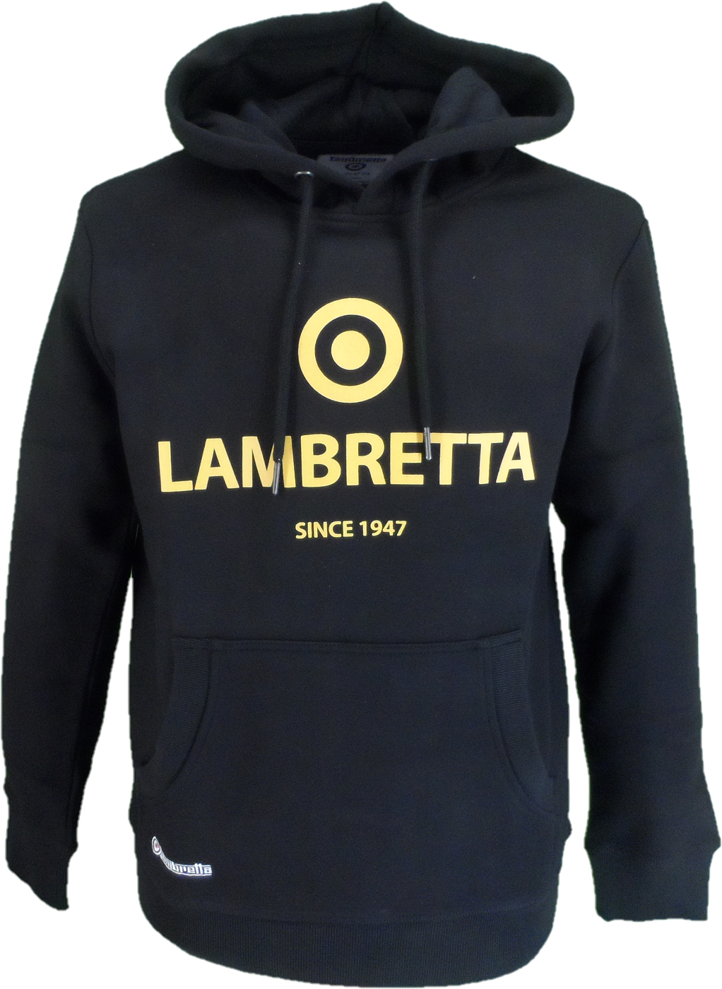 Lambretta Mens Black Logo Hooded Top
