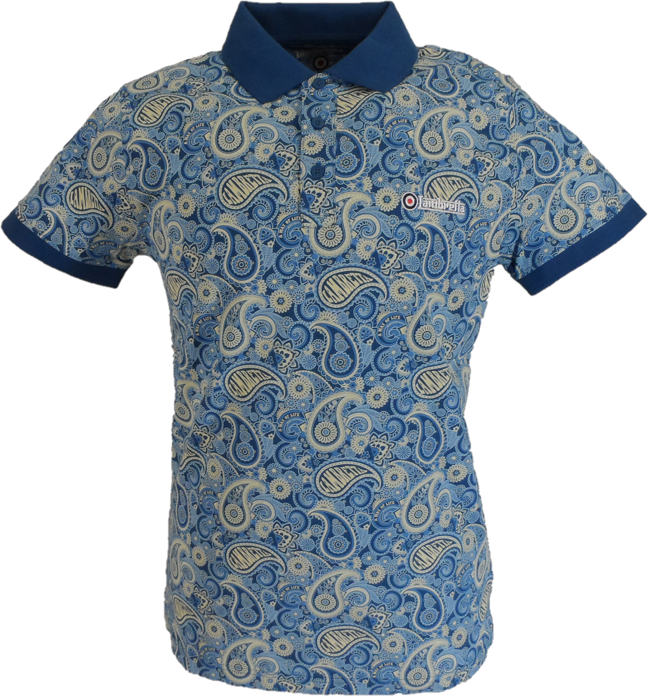 Lambretta Dark Blue Paisley Print Polo Shirts