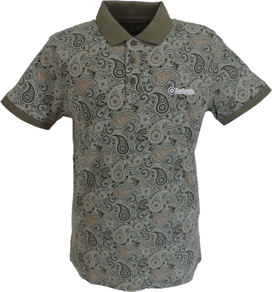 Lambretta Khaki Green Paisley Print Polo Shirts