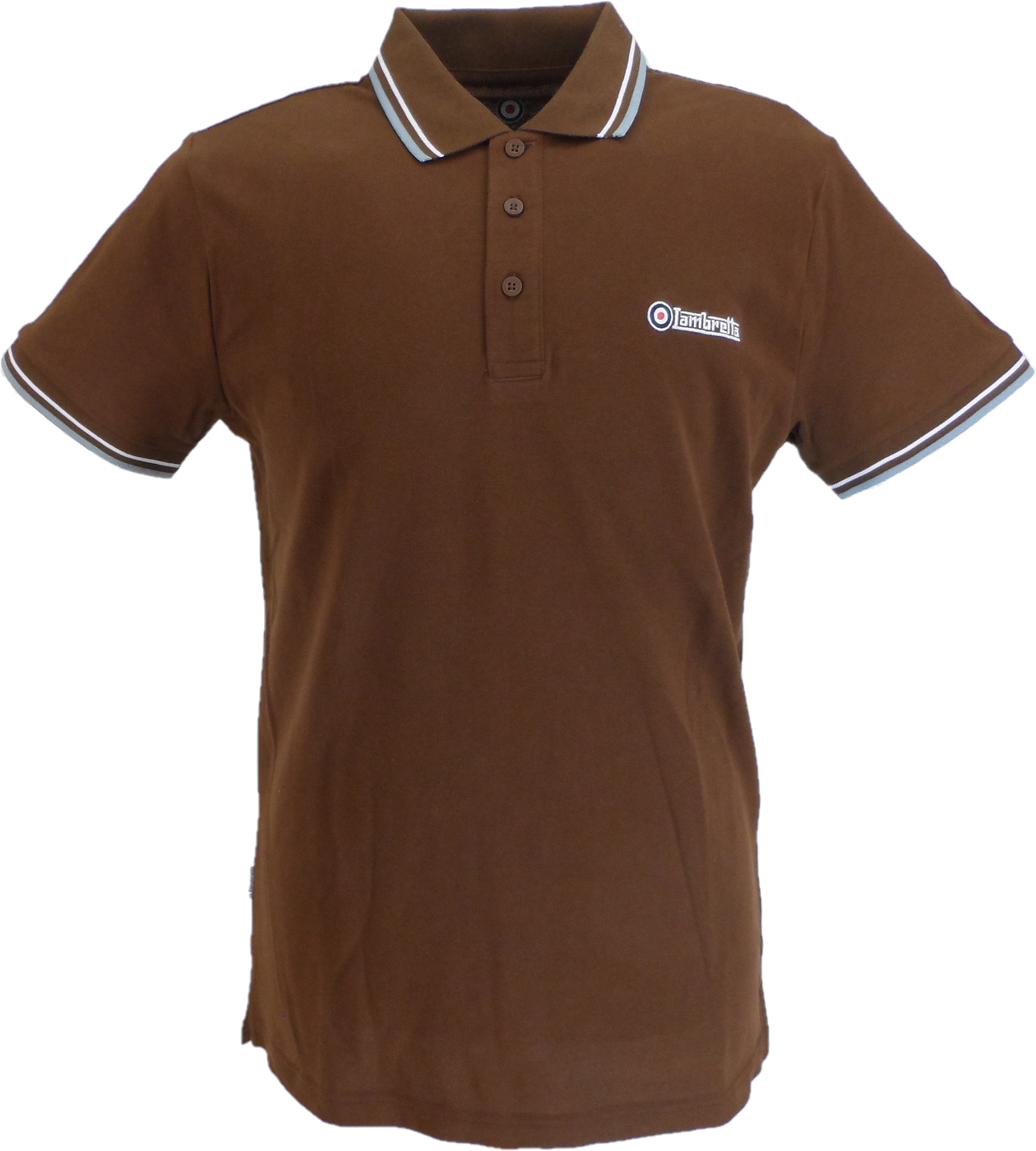 Lambretta Brown Retro Target Logo 100% Cotton Polo Shirts