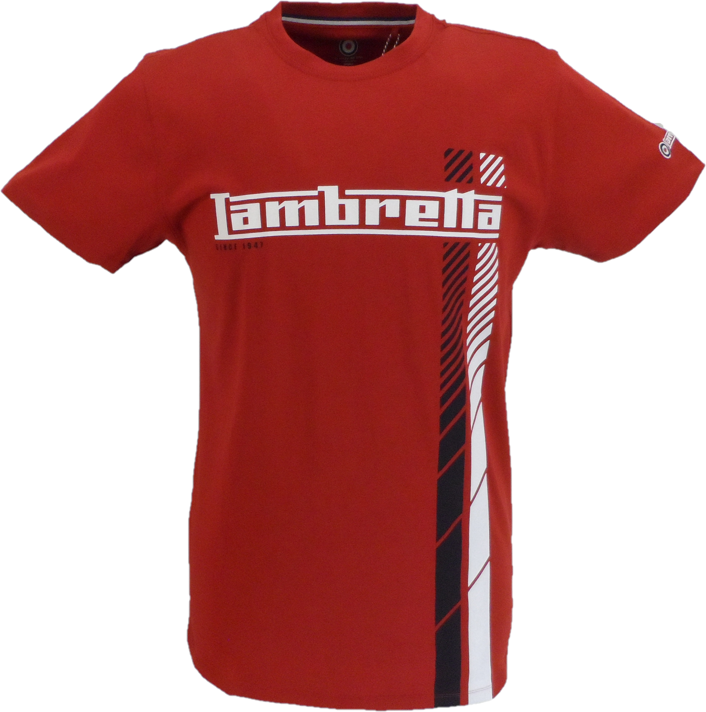 Lambretta Mens Red Racing Stripe Retro T Shirt