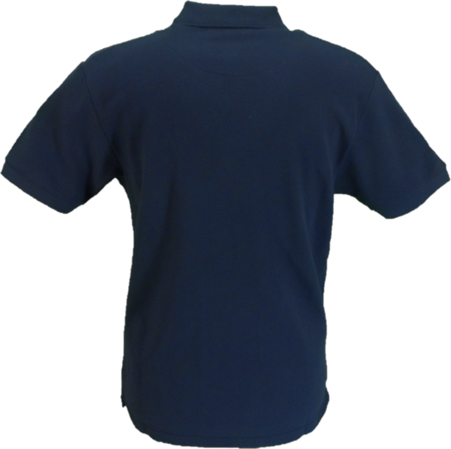 Navy blue polo shirt on a white background