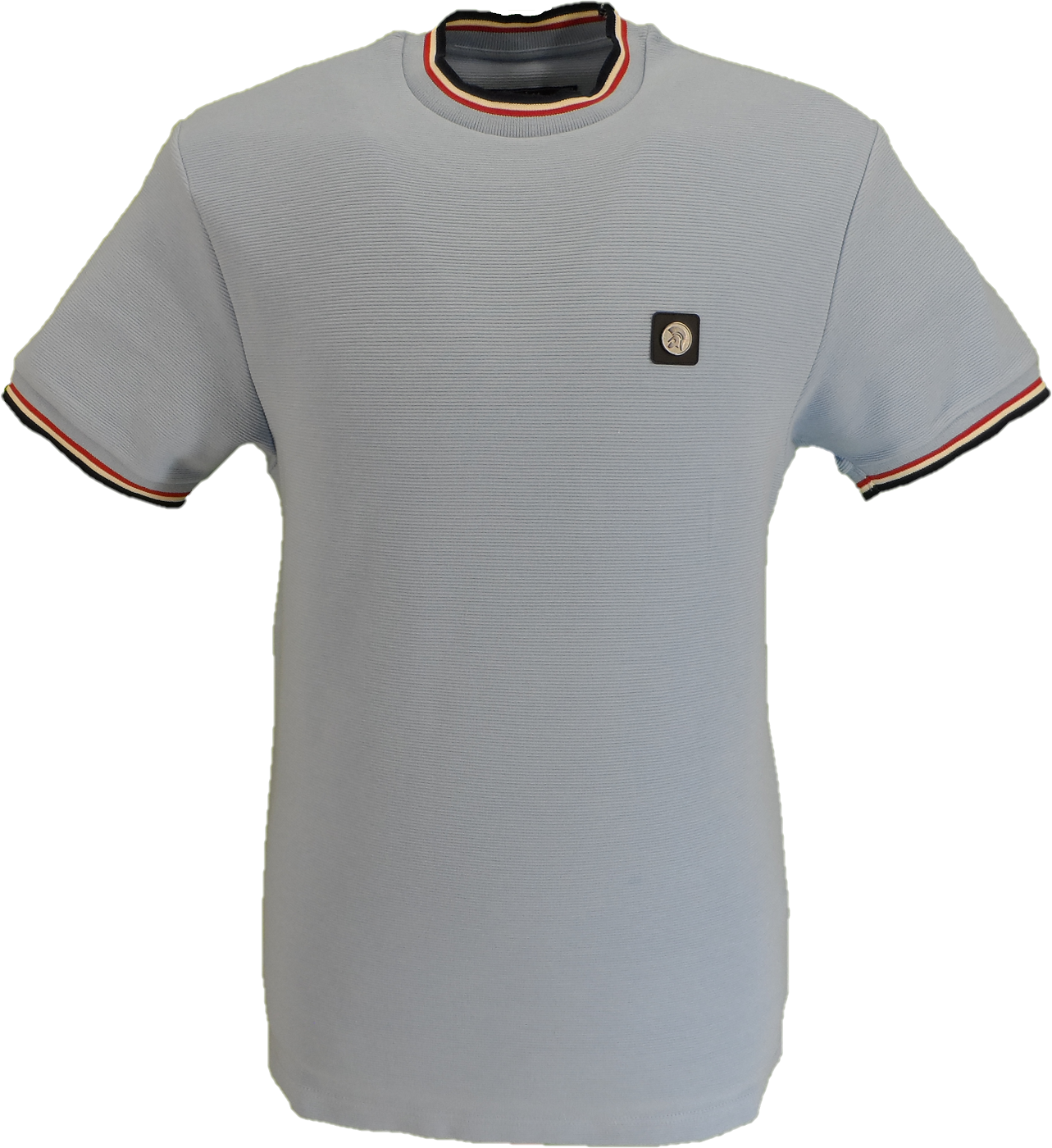 Trojan Mens Powder Blue Ottoman Rib Tipped Pique T Shirt