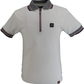 Trojan Mens Ecru Oxford Collar Rib Chrome-effect Zip Tipped Polo Shirt