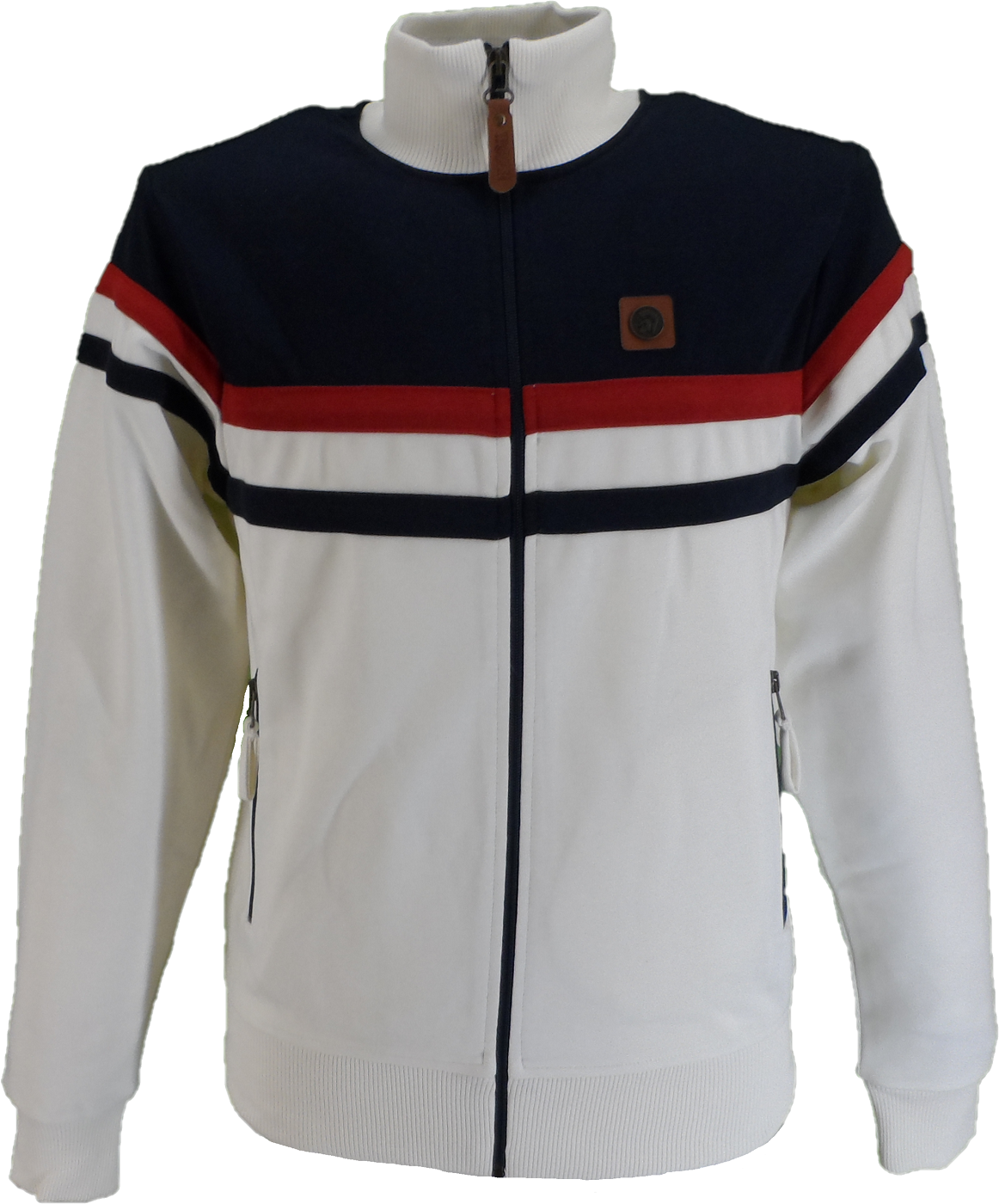 Trojan Mens Ecru Panel Stripe Track Tops