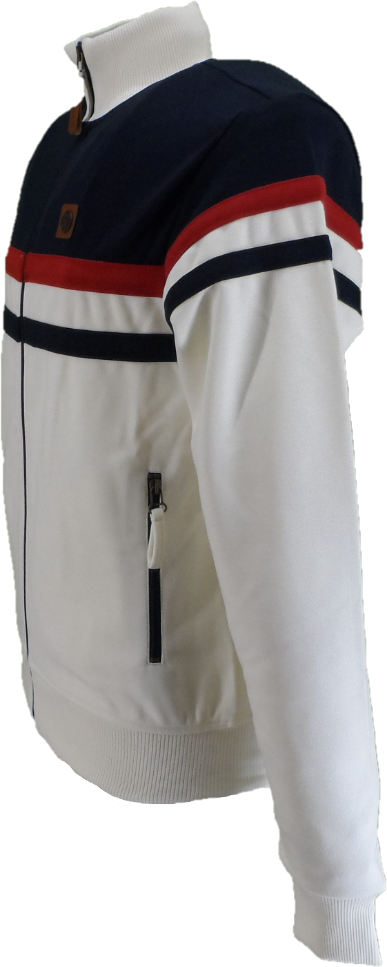 Trojan Mens Ecru Panel Stripe Track Tops