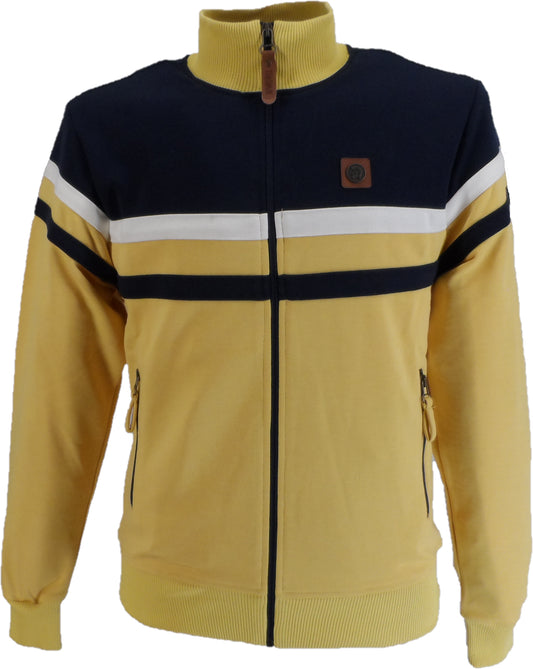 Trojan Mens Mustard Yellow Panel Stripe Track Tops