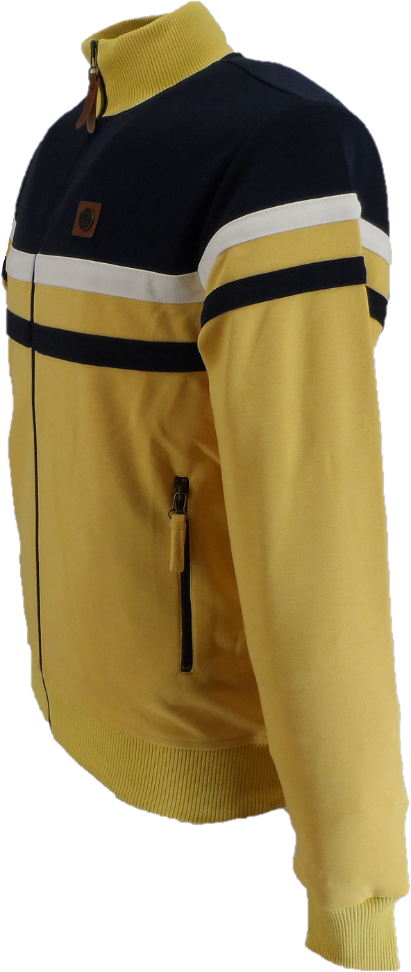 Trojan Mens Mustard Yellow Panel Stripe Track Tops