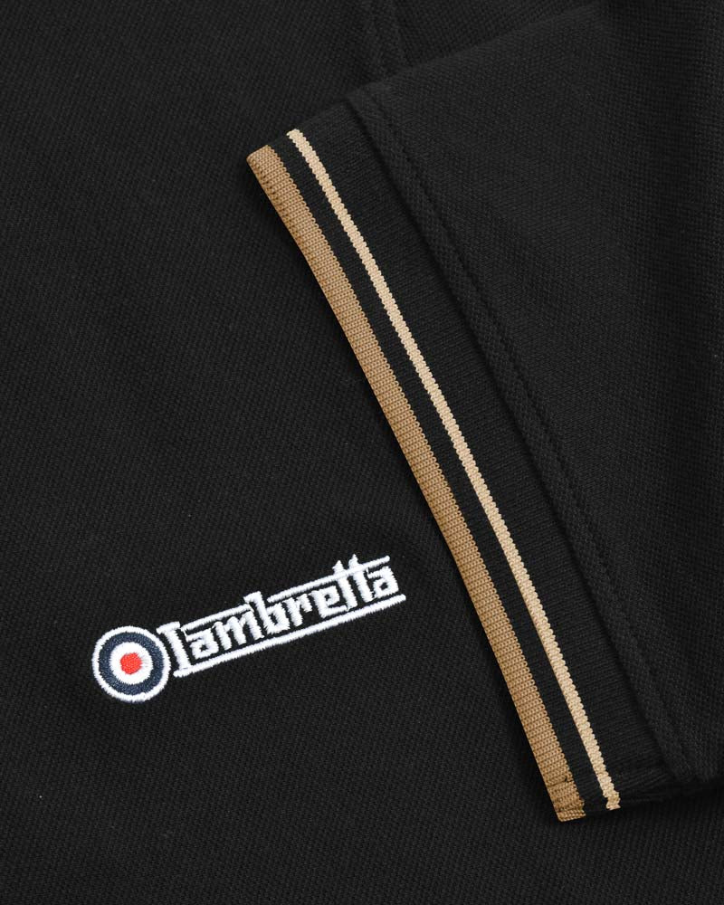 Lambretta Black/Beige Retro Vertical Stripe Polo Shirts