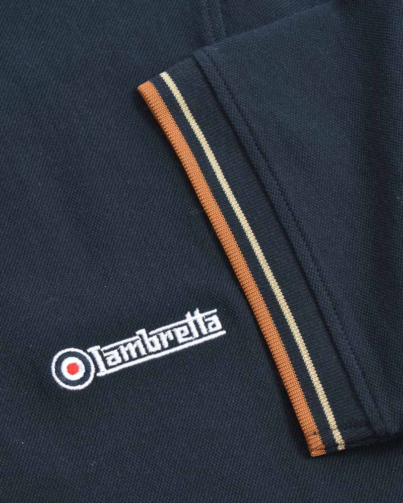 Lambretta Navy Blue Retro Vertical Stripe Polo Shirts