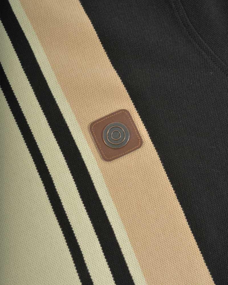 Lambretta Black/Beige Retro Striped Polo Shirts
