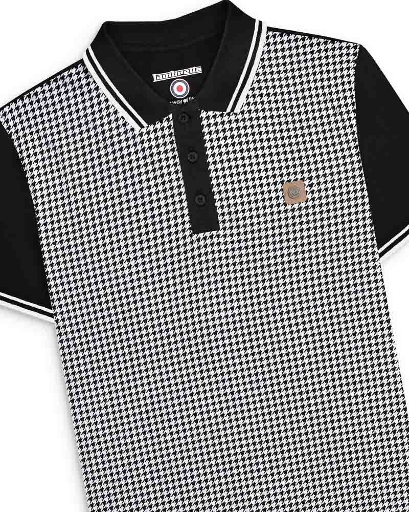 Lambretta Mens Black/White Houndstooth Polo Shirts